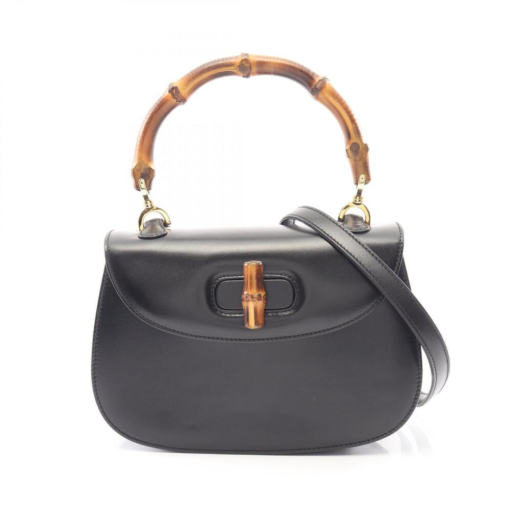 Gucci Bamboo Handbag Leather Black